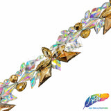 1" Crystal AB/Light Gold Spike Resin Stone Iron On Trim, IRT-183