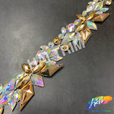 1" Crystal AB/Light Gold Spike Resin Stone Iron On Trim, IRT-183