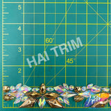 1" Crystal AB/Light Gold Spike Resin Stone Iron On Trim, IRT-183