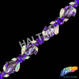 1 1/4" Purple/Crystal AB Resin Stone Iron On Trim, IRT-185