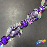 1 1/4" Purple/Crystal AB Resin Stone Iron On Trim, IRT-185