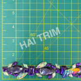 1 1/4" Purple/Crystal AB Resin Stone Iron On Trim, IRT-185