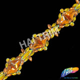 1 1/2" Yellow AB/Orange Resin Stone Iron On Trim, IRT-187