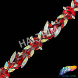 1 1/2" Dark Red/Crystal AB Resin Stone Iron On Trim, IRT-188