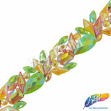 1 1/2" Matte Lime Green/Orange/Yellow AB Resin Stone Iron On Trim, IRT-189