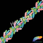 1 3/4" Matte Lime Green/Pink/Turquoise AB Resin Stone Iron On Trim, IRT-190