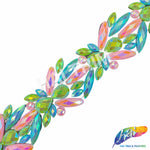 1 3/4" Matte Lime Green/Pink/Turquoise AB Resin Stone Iron On Trim, IRT-190