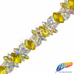 1 1/2" Yellow/Crystal AB Resin Stone Iron On Trim, IRT-191