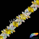 1 1/2" Yellow/Crystal AB Resin Stone Iron On Trim, IRT-191