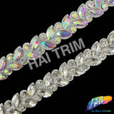 3/4" Crystal Jewel Motif Rhinestone Iron On Trim, IRT-195