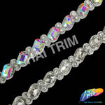 5/8" Crystal Jewel Motif Rhinestone Iron On Trim, IRT-198