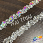 5/8" Crystal Jewel Motif Rhinestone Iron On Trim, IRT-198
