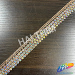 3/4" Crystal AB/Peach Rhinestone Iron On Trim, IRT-204