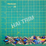 1 3/4" Champagne/Gold/Multicolor Resin Stone Iron On Trim, IRT-207