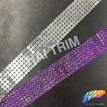 1 1/4" 6-row Purple AB Acrylic Rhinestone Iron On Trim, IRT-213