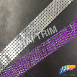 1 1/4" 6-row Purple AB Acrylic Rhinestone Iron On Trim, IRT-213