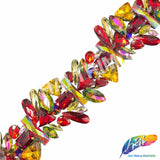 2 1/2" Red/Yellow/Gold/Multicolor Jewel Iron On Trim, IRT-217