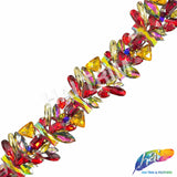2 1/2" Red/Yellow/Gold/Multicolor Jewel Iron On Trim, IRT-217