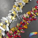 2 1/2" Red/Yellow/Gold/Multicolor Jewel Iron On Trim, IRT-217