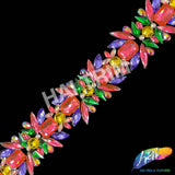 2 1/2" Multicolor/Hot Pink Resin Stone Iron On Trim, IRT-218