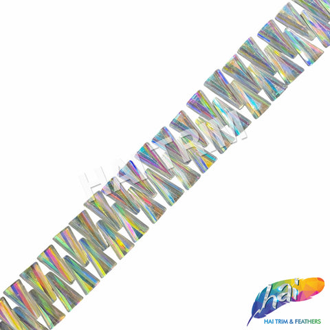 1" Clear AB Cone Beaded Iron On Trim, IRT-219