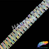 1" Clear AB Cone Beaded Iron On Trim, IRT-219