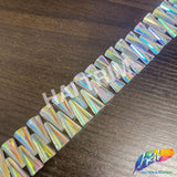 1" Clear AB Cone Beaded Iron On Trim, IRT-219