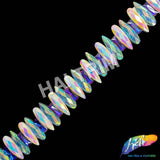 1 1/8" White AB/Aqua AB Resin Stone Iron On Trim, IRT-220