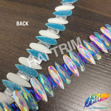 1 1/8" White AB/Aqua AB Resin Stone Iron On Trim, IRT-220