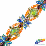 2 1/4" Neon AB/Multicolor/Gold Motif Iron On Trim, IRT-227