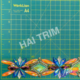 2 1/4" Neon AB/Multicolor/Gold Motif Iron On Trim, IRT-227