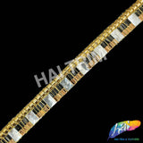 7/8" Gold/Black/Crystal Rhinestone Stud Iron On Trim, IRT-228