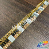 7/8" Gold/Black/Crystal Rhinestone Stud Iron On Trim, IRT-228