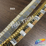 7/8" Gold/Black/Crystal Rhinestone Stud Iron On Trim, IRT-228