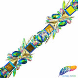 2 1/2" Green AB/Purple AB/Gold Motif Iron On Trim, IRT-229
