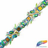 2 1/2" Green AB/Purple AB/Gold Motif Iron On Trim, IRT-229
