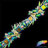 2 1/2" Green AB/Purple AB/Gold Motif Iron On Trim, IRT-229