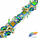 2 1/2" Green AB/Purple AB/Gold Motif Iron On Trim, IRT-229