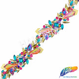 3" Multicolor Pink Purple Aqua Motif Iron On Trim, IRT-230