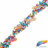 3" Multicolor Pink Purple Aqua Motif Iron On Trim, IRT-230