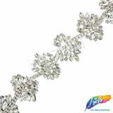 1 3/4" Crystal/Silver Motif Rhinestone Iron On Trim, IRT-231