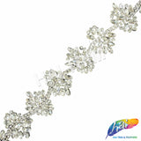 1 3/4" Crystal/Silver Motif Rhinestone Iron On Trim, IRT-231