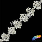 1 3/4" Crystal/Silver Motif Rhinestone Iron On Trim, IRT-231