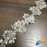 1 3/4" Crystal/Silver Motif Rhinestone Iron On Trim, IRT-231