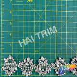 1 3/4" Crystal/Silver Motif Rhinestone Iron On Trim, IRT-231
