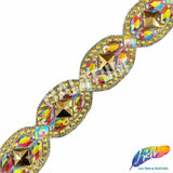 2 1/4" Red AB/Gold Chained Medallion Iron on Trim, IRT-232