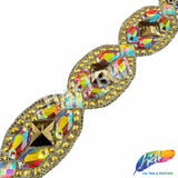 2 1/4" Red AB/Gold Chained Medallion Iron on Trim, IRT-232