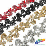 2 1/2" Floral Motif Rhinestone Iron On Trim, IRT-234