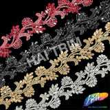 2 1/2" Floral Motif Rhinestone Iron On Trim, IRT-234