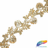 2 1/2" Floral Motif Rhinestone Iron On Trim, IRT-234